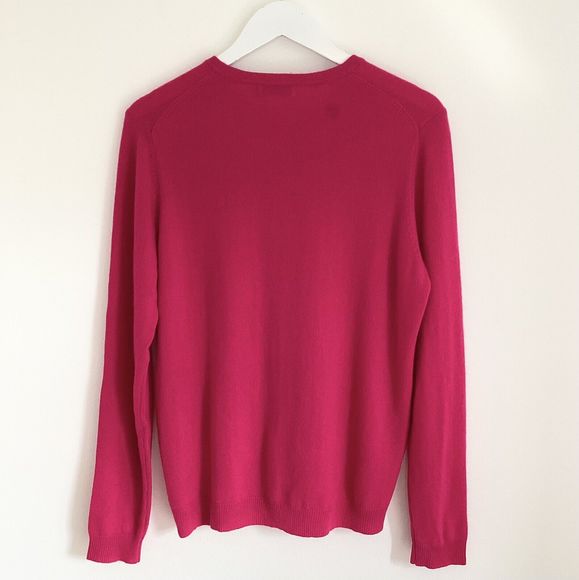 Cashmere cardigan L Lochmere EWM bright magenta pink crew neck long sleeved knit - Picture 6 of 16